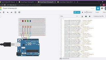Rangkaian Simulasi Running LED menggunakan TinkerCad