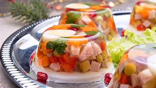 Вместо холодца! Заливное “Ассорти” с языком и овощами в желе! Эффектная закуска на праздничный стол!
