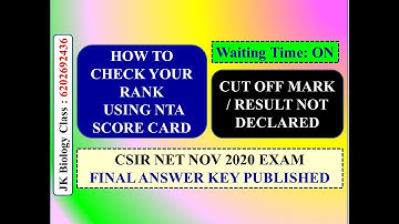 CSIR NET JUNE 2020 RESULT || CALCULATE RANK || CUTOFF MARKS || NTA SCORE CARD MEAN || LIFE SCIENCE