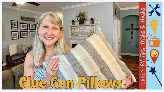 No Sew Custom Throw Pillows - Easy Hot Glue Gun Project - Large Family Life Hacks