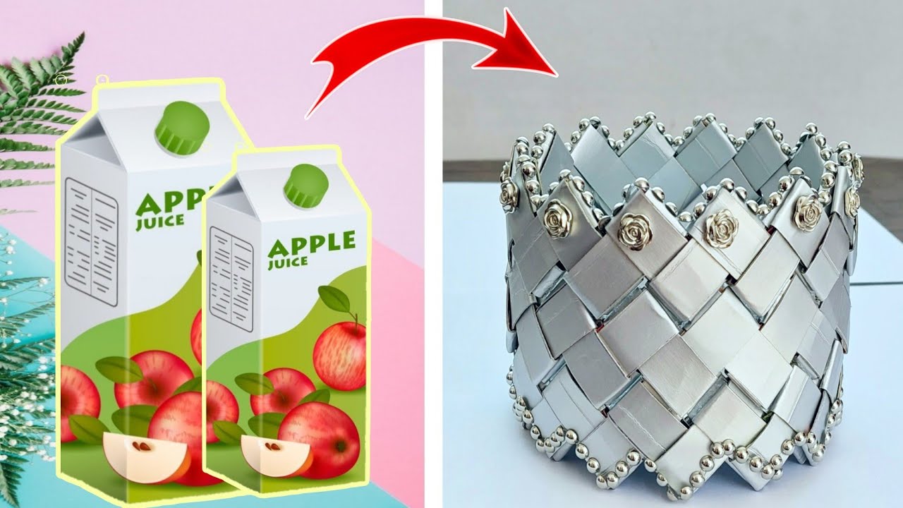 ideas bonitas de reciclaje cesta con caja de leche /beautiful recycling ideas basket with milk boxes