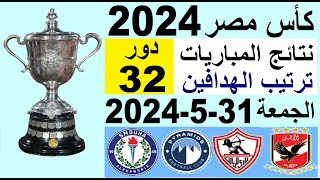نتائج مباريات كاس مصر 2024 اليوم الجمعة 31-5-2024 دور 32 - نتائج مباريات اليوم