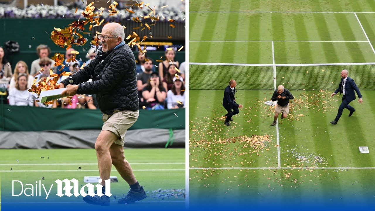 Just Stop Oil protesters gatecrash Wimbledon match as furious fans watch on