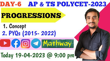 POLYCET - 2023. PROGRESSIONS. Concept and Previous year questions
