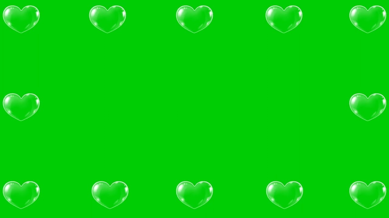 Animated 3D Floating heart bubbles border | No Copyright Green Screen effect 4K