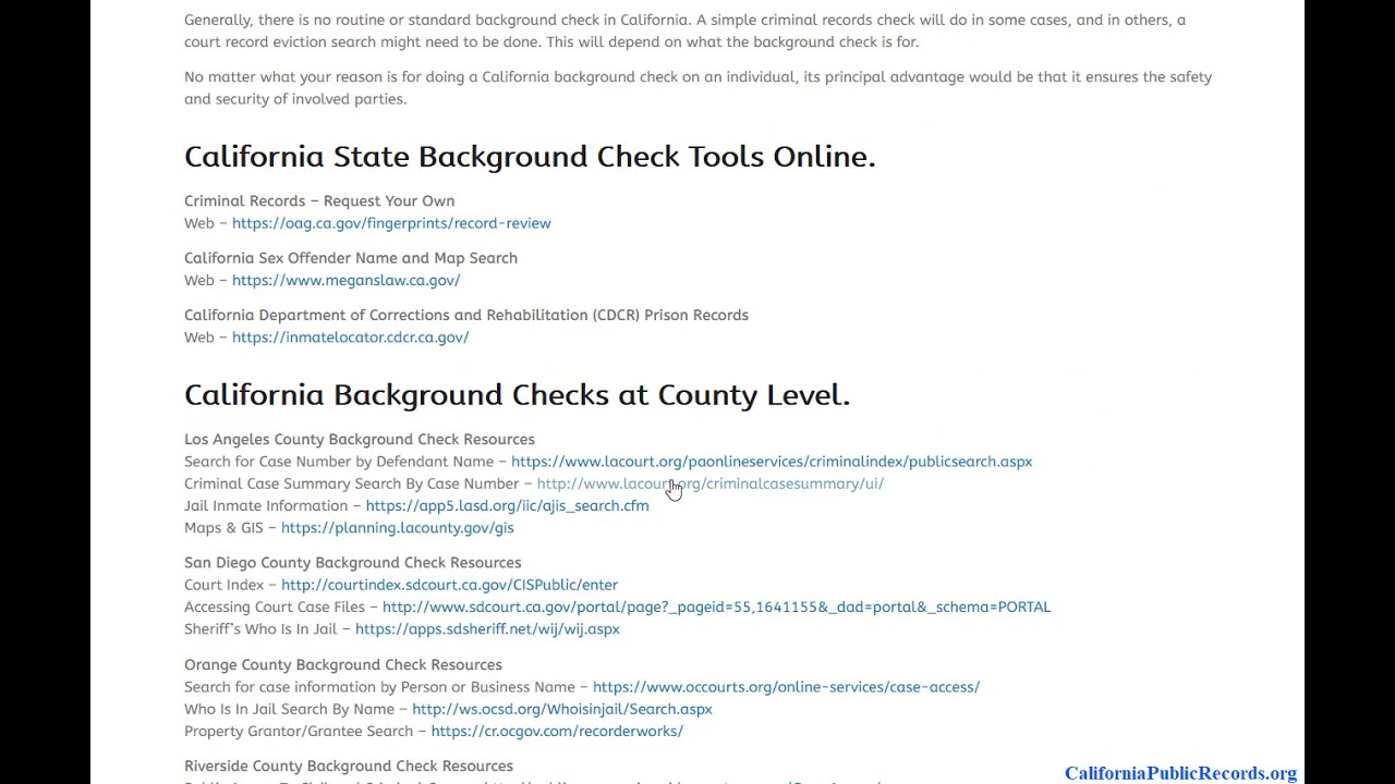 Free Criminal Background Check In California (CA Criminal And Arrest  Records Online) - YouTube
