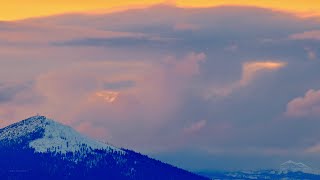 Cloudy Sunset over Black Butte from Bend, Oregon