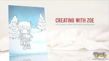 Masking a Rubber Stamp Winter Scene