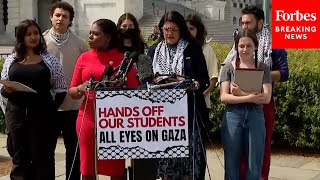 JUST IN: Rashida Tlaib And Cori Bush Decry Arrests Of Activists At GWU Pro-Palestinian Encampment
