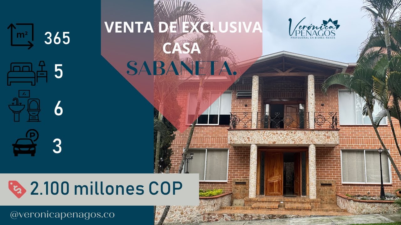 Casa Exclusiva para la Venta en Sabaneta| Recórrela en este video. $2.100 millones COP