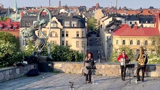 Stockholm Walks: Observatorielunden in evening sun. View, live music and people enjoying summer.