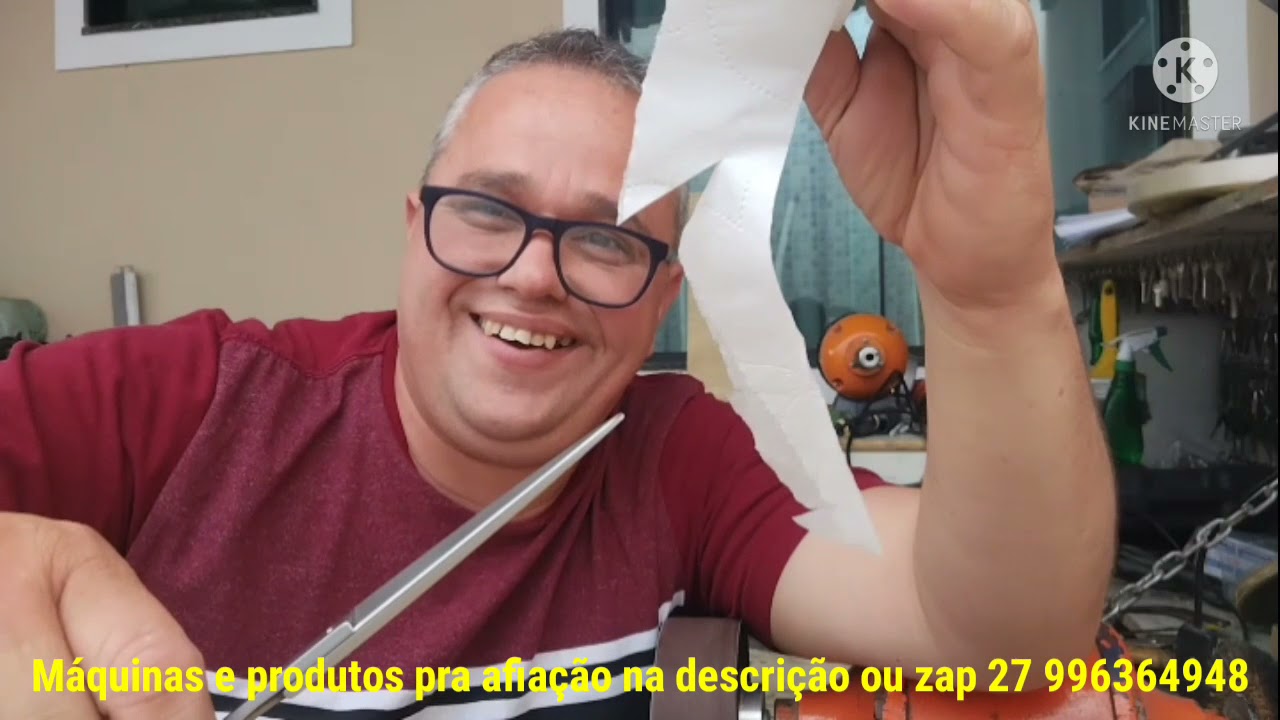 AFIANDO TESOURA CABELO NA RODA EXPANSIVA E ESMERIL