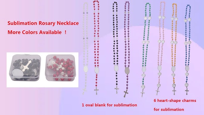 ZUYYON 6 Pcs Sublimation Blank Rosaries Sublimation Prayer Beads Necklace  Heat Transfer Blank Rosary Printable Necklace for Baptism Catholic Gifts  DIY