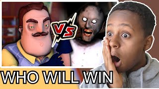 (Video Game Rap Battle) Granny vs Hello Neighbor - REACTION