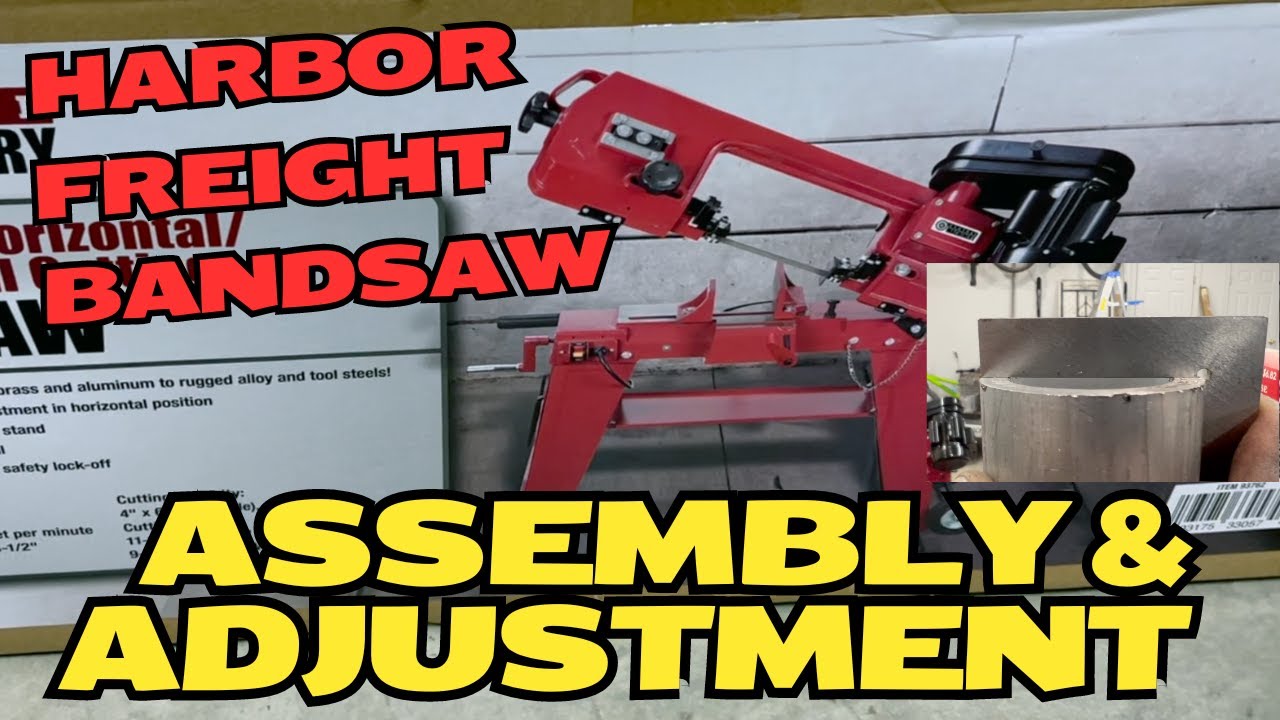 Harbor Freight Bandsaw Assembly And Adjustment! Central Machinery metal bandsaw can cut square