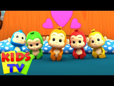 Beş Küçük Maymun | Okul öncesi | Eğitim videosu | Kids TV Türkçe | çocuklar tekerlemeler