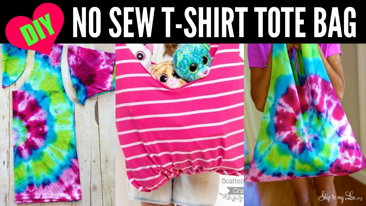 DIY NO SEW Shirt Tote Bag - TayTakeover - YouTube