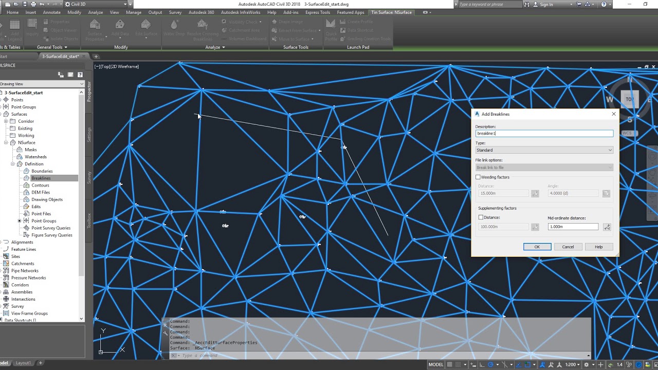 Civil3D Adding Standard Breaklines