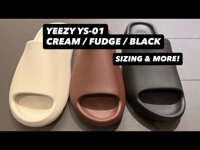 YEEZY YS-01 SLIDES THREE COLORWAYS ON FOOT SIZING! CREAM FUDGE