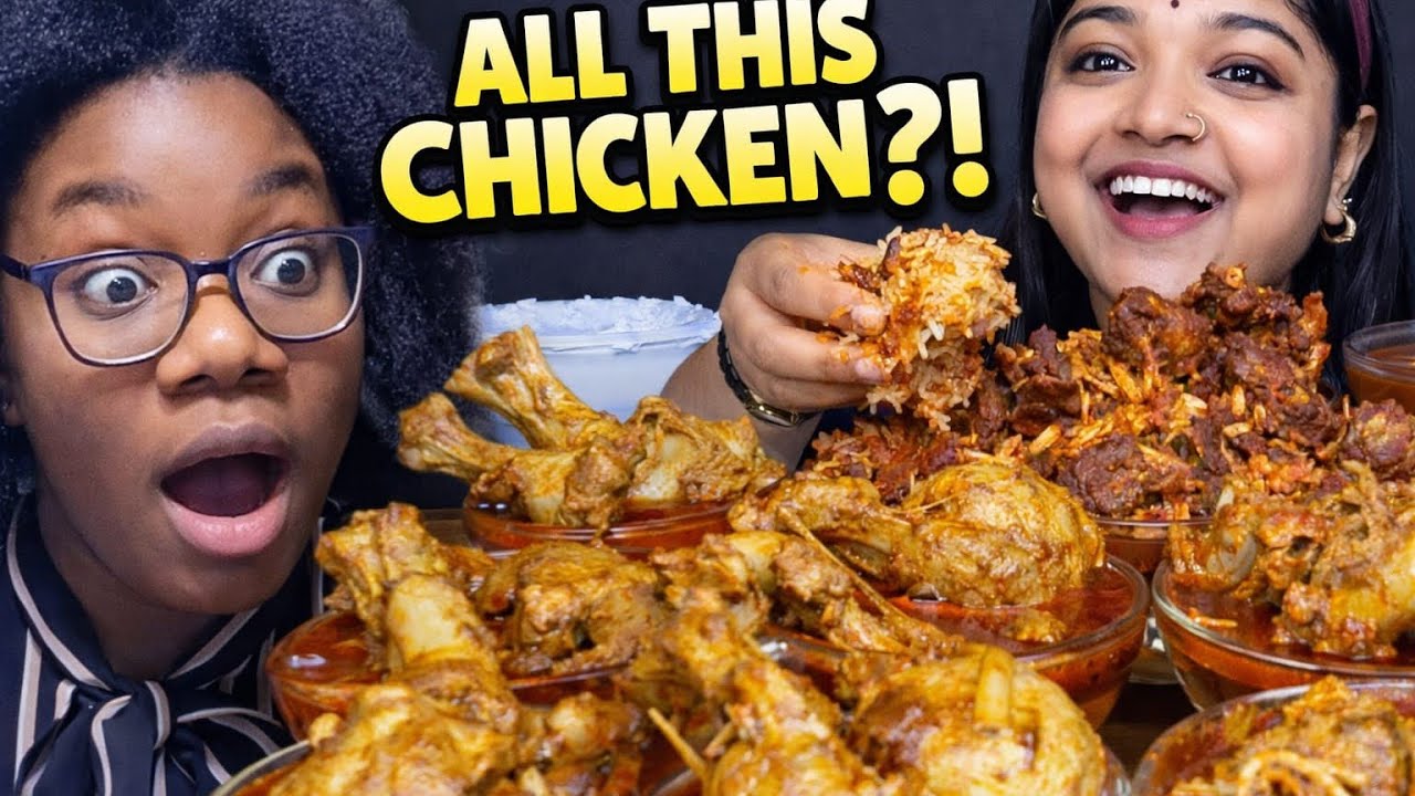 Сможет ли она съесть всю эту курицу? | Напишите в комментариях 🤔🍗🍗