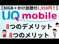 【30GB＋かけ放題付きで1,958円！】UQモバイル8つのデメリット、8つのメリット