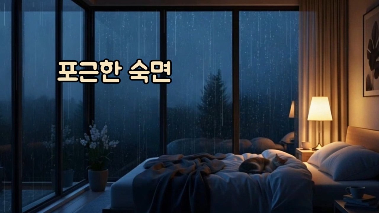 고요한 밤, 빗소리와 함께 잠드는 시간 🌙 #고양이수면 #깊은잠 #힐링사운드