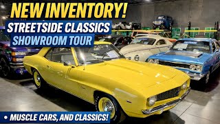 Classic and Muscle Cars at Streetside Classics- New Inventory Showroom Tour #musclecars