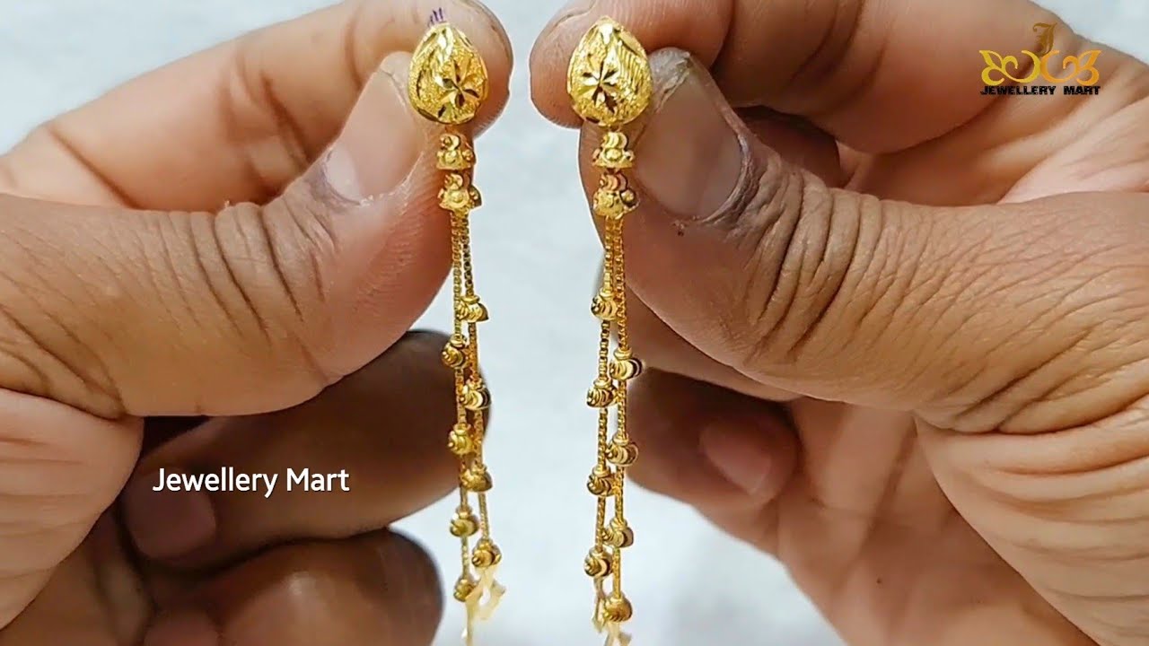 Gold sui dhaga earrings | 2022 Gold sui dhaga earrings designs with price -  YouTube