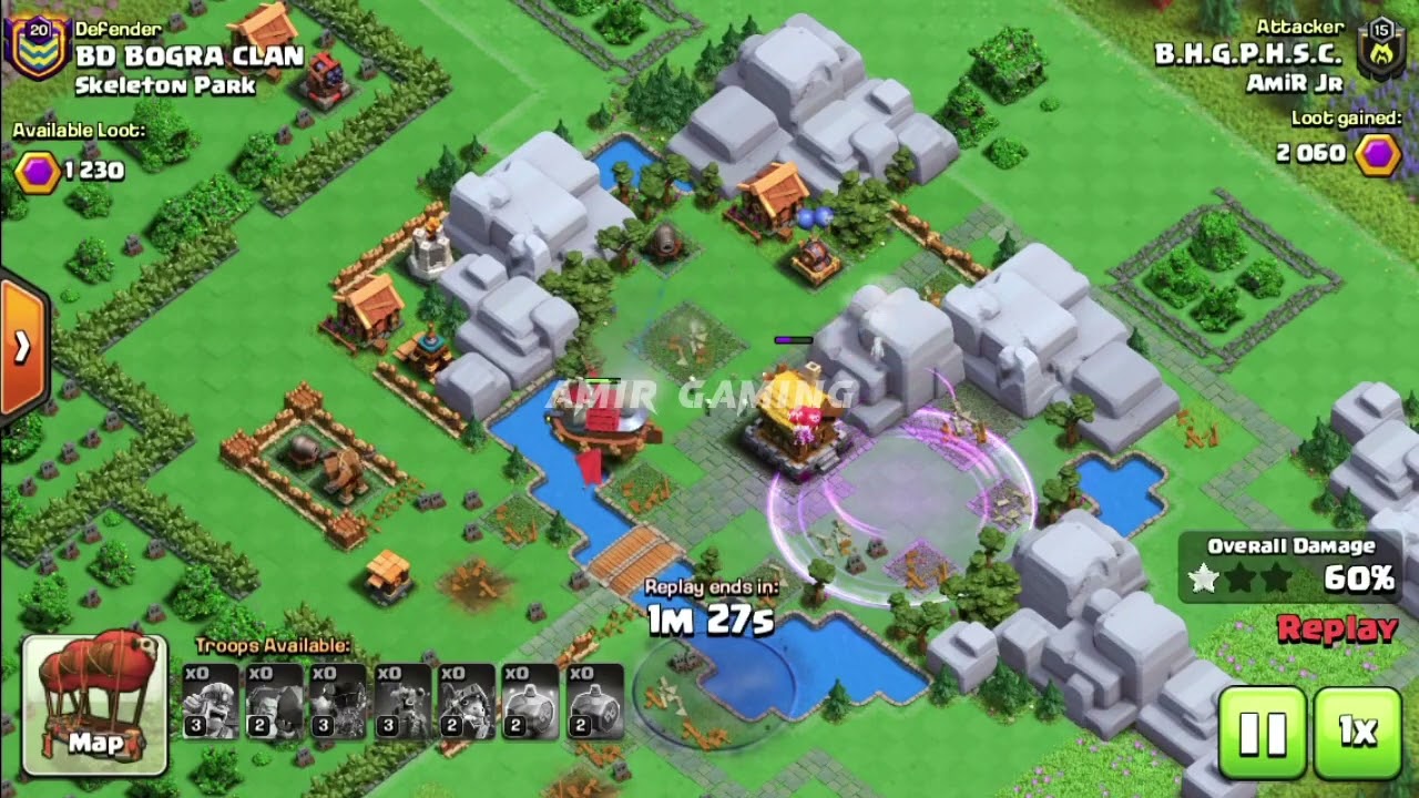 Destroyed skeleton park in one Attack!