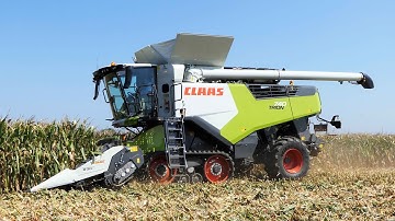 Combines Harvesting Corn at Farm Progress Show 2023 - Lots of Combines in the field