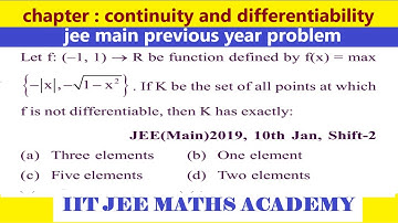 continuity differentiability jee main 2019 10 january shift 2 by rs sir