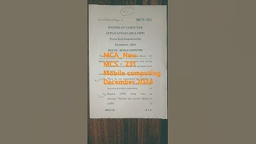 MCS - 231 Mobile computing Question paper December 2024 IGNOU #ignou #ignouquestionpaper #shorts