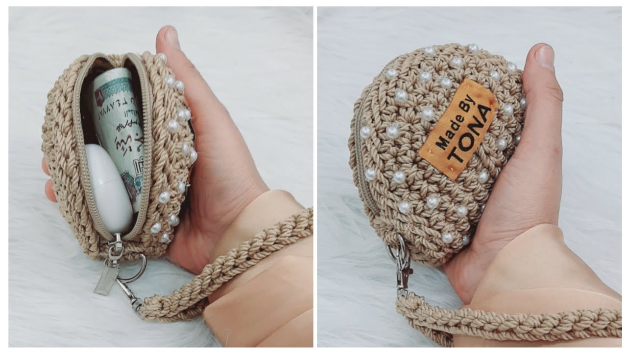 كروشيه بوك الفكه بشكل جديد سهل للمبتدئين هديه سريعه من بواقي الخيوط A little crochet wallet.