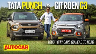 2022 Tata Punch vs Citroen C3 - Tough city cars face-off | Comparison | Autocar India