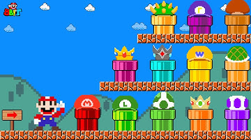 Super Mario Bros. but there are MORE Custom Pipe all Character | Game Animation