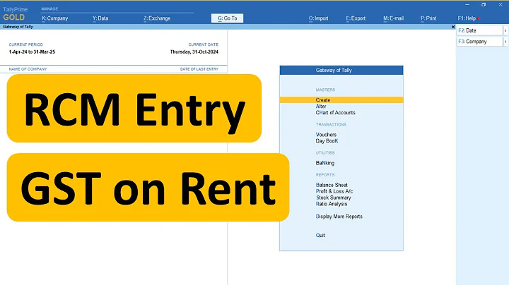 RCM Entry in Tally Prime | GST on Rent | GST