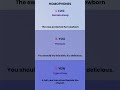 same pronunciation but different meanings Homophones