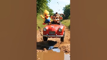 Baby Monkey’s Car Stunt Ends in Mud Splash 🤯 Baby Duck Can’t Stop Laughing! #PloopoTV #Car