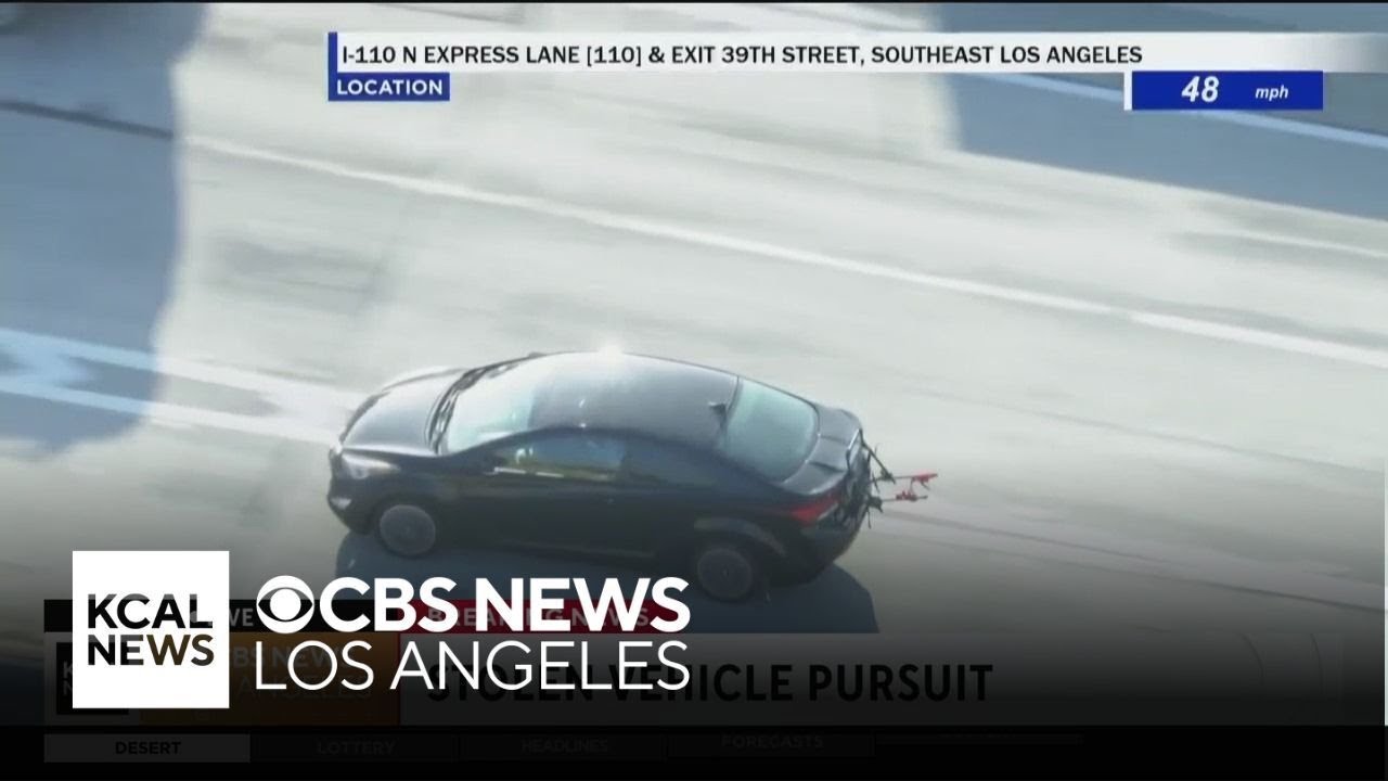 Police in pursuit of stolen Hyundai through South LA - YouTube