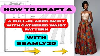Full Flare Skirt with gathered waist Pattern Drafting Tutorial | Learn CAD Pattern Making screenshot 4
