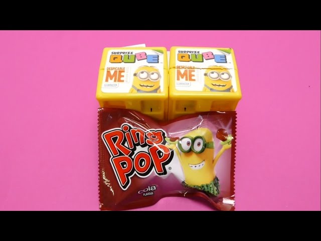 Minions Surprise Cubes & Minion Ring Pop Candy - YouTube