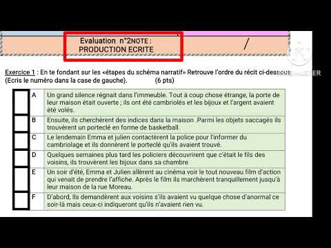 3ème année collège évaluation N2 semestre 2 la production écrite الفرض التاني الدورة التانية