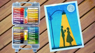 cara menggambar pasangan romantis di bawah lampu pada malam hari screenshot 1