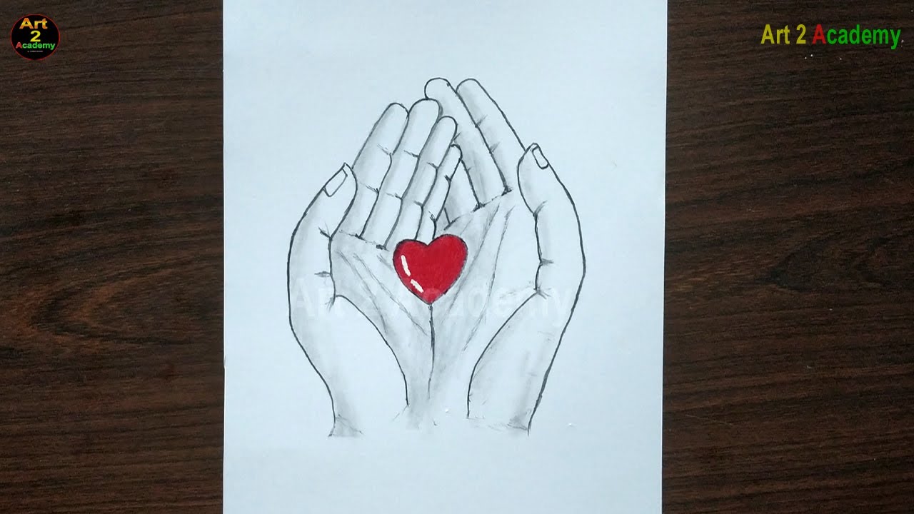 Draw 3d Hand on Heart , Drawing with pencil , Art 2 Academy , #artvideo ...