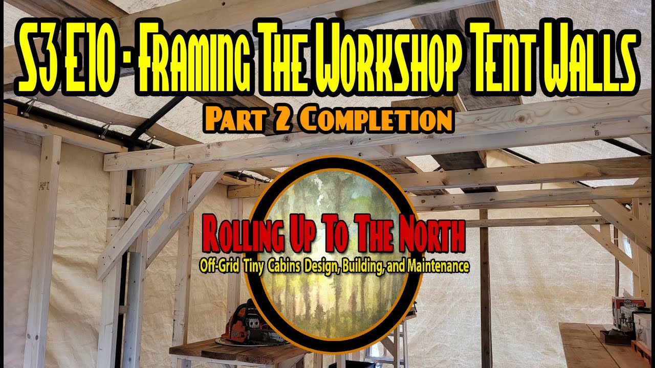 E33 - Finish Framing Workshop Walls & New Work Benches - YouTube
