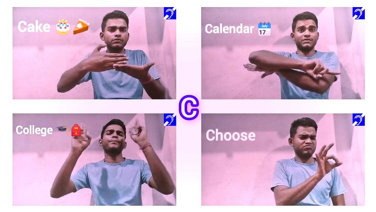 DEAF - ''C'' which (Basic words) are taken from english with Indian sign language.