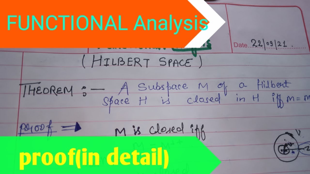 Functional Analysis mathematics //Theorem proof-A subspace of Hilbert ...