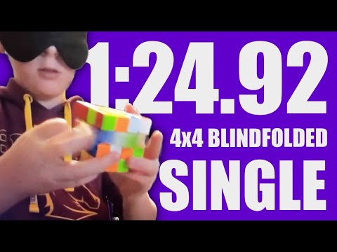 4x4 Rubik's Cube BLINDFOLDED in 1:24.92 (Sub Oceanic Record)