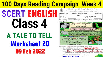 Class 4 English Week 4 Worksheet 20 | Class 4 Reading Campaign Week 4 (9/2/22)