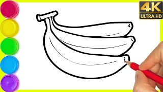 كيفية رسم موزة خطوة بخطوة || رسم ثمار الموز بالالوان للمبتدئين بطريقة سهلة ||